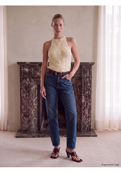 Lcw Vision Ekru Halter Yaka Ajurlu Triko Bluz
