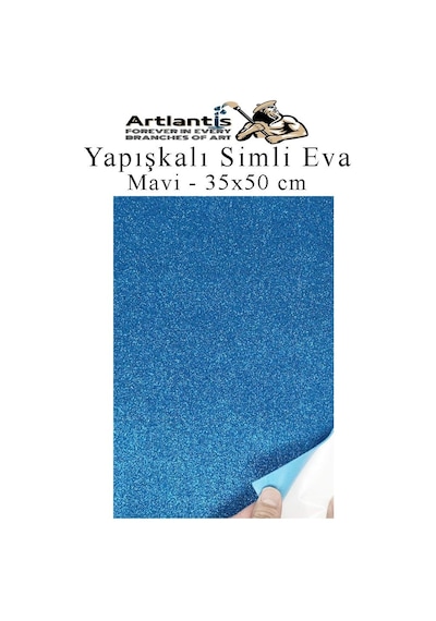 Yapışkanlı Simli Eva 35x50 Cm 1 Adet Simli Yapışkanlı Eva Süngeri Okul Kreş Anasınıfı Elişi Etkinlikleri Hobi Mavi