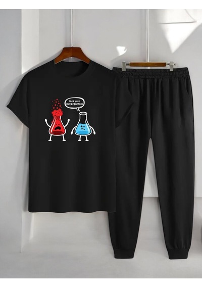 Uyguntarz Unisex Fazla Tepki Verdiğinizi Düşünüyorum Baskılı Eşofman Takımı Siyah