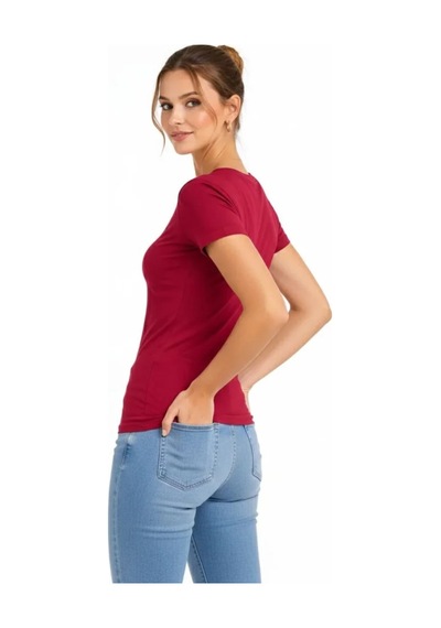 Butik İstanbul T-shirt V Yaka Slim Fit Likralı Tişört Günlük Basic Body - Bordo Butik İstanbul T-shirt V Yaka Slim Fit Likralı Tişört Günlük Basic Body - Bordo