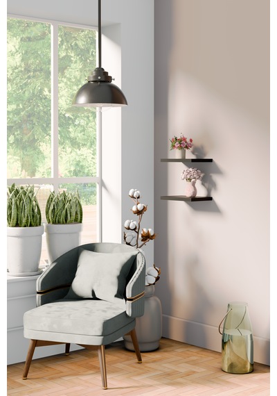 Yankı-BYEG 20 cm 2li Mat Siyah Mdf Duvar Rafı Gizli Bağlantı Çiçeklik