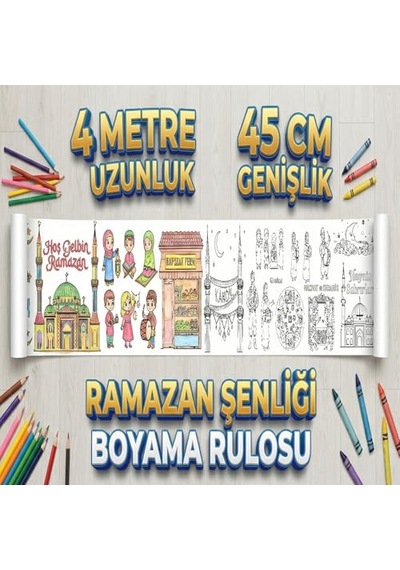 Rulo Boyama Kağıdı Dev Boy Ramazan Şenliği 4 Metre 45cm Genişlik