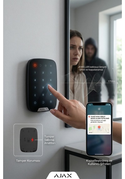 Ajax Keypad Kablosuz Dokunmatik Şifre Paneli Akıllı Ev Ve İş Yeri Alarm Klavyesi