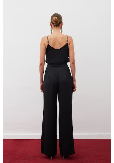Sateen Cepli Salaş Saten Pantolon - Siyah-133300 Siyah