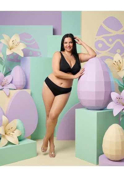 Büyük Beden Balenli Çapraz Detaylı Ayarlanabilir Askılı Toparlayıcı Kadın Bikini Takım Siyah Büyük Beden Balenli Çapraz Detaylı Ayarlanabilir Askılı Toparlayıcı Kadın Bikini Takım Siyah
