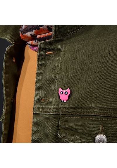 Pembe Baykuş Pin Beyaz