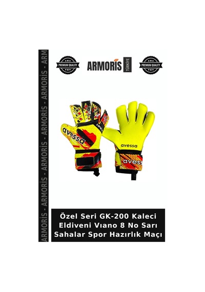 Özel Seri Gk-200 Kaleci Eldiveni Vıano 8 No Sarı Sahalar Spor Hazırlık Maçı