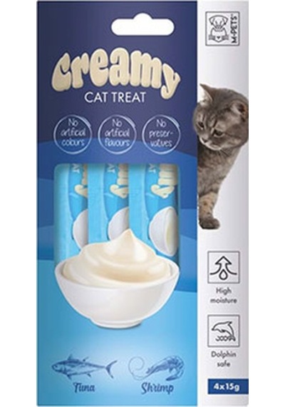 M-pets Ton Balıklı Ve Karidesli Krema Kedi Ödül Maması 4x15 Gr 244-30032.01