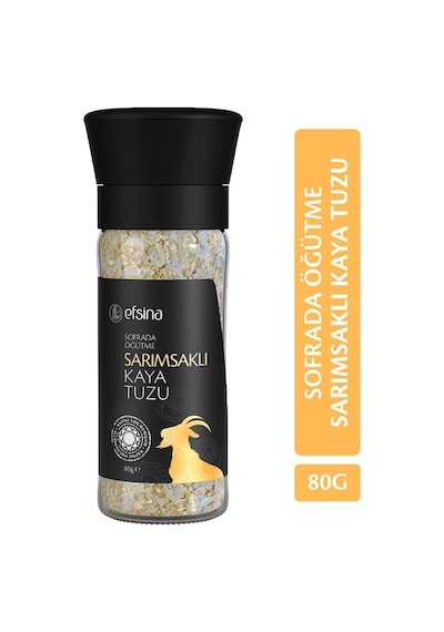Efsina Sarımsaklı Kaya Tuzu 80 g Sofrada Öğütme Gurme Tuz