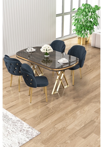 Canisa Zae Serisi 90x168 Lak Panel Antrasit Ironi Gold Ayak Masa Takımı 4 Antrasit Sandalye Antrasit İroni Masa Sandalye Antrasit Gold Detay Canisa Zae Serisi 90x168 Lak Panel Antrasit Ironi Gold Ayak Masa Takımı 4 Antrasit Sandalye Antrasit İroni Masa Sandalye Antrasit Gold Detay