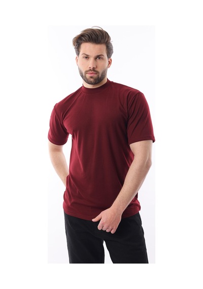 Madmext Bordo Bisiklet Yaka Basic Erkek T-shirt E7113 Bordo