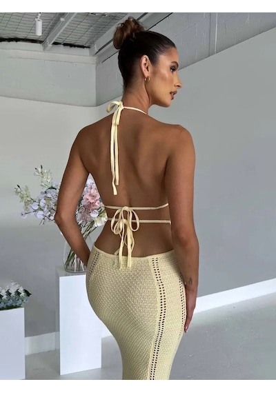 Havens Ornella Triko Elbise Sarı