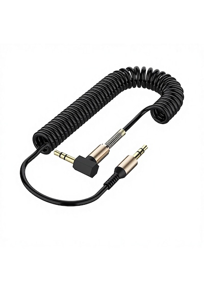 1.8 Mt Aux Ses Kablosu 3.5mm L Tipi Metal Yaylı Dayanıklı Kablo Araba Aux Kablo Esnek & Dayanıklı Ses Kablosu 1.8 M