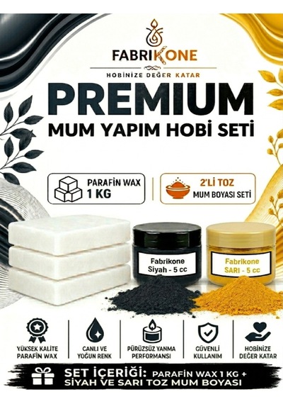 Premium Mum Yapım Hobi Seti - Parafin Wax 1 Kg - 2'li Toz Mum Boyası Seti - Siyah, Sarı Bkfabpw1kg2ssr Karışık