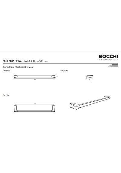 Bocchi Siena Havluluk Uzun 50 Cm Krom 3019-0006 Çok Renkli