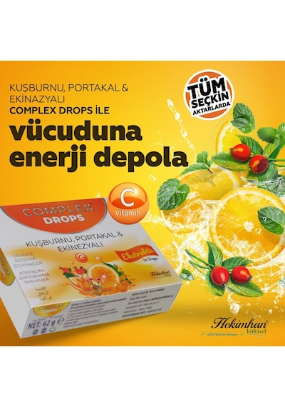 Hekimhan Complex Kuşburnu Portakal & Ekinezyalı Drops