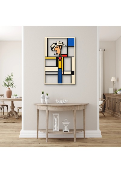 Mondrian Desenli Kovboy Metal Tablo 33x50 Cm Çok Renkli