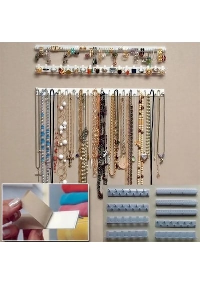 Bling Eez Takı Askısı 9 Parça Takı Aksesuar Düzenleyici Kolye Küpe Yüzük Takı Organizer Beyaz