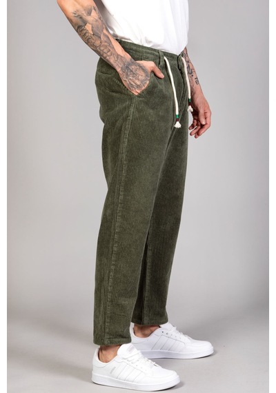 Little Cup Jeans Co Erkek Haki Baggy Fit Rahat Kalıp Kadife Pantolon