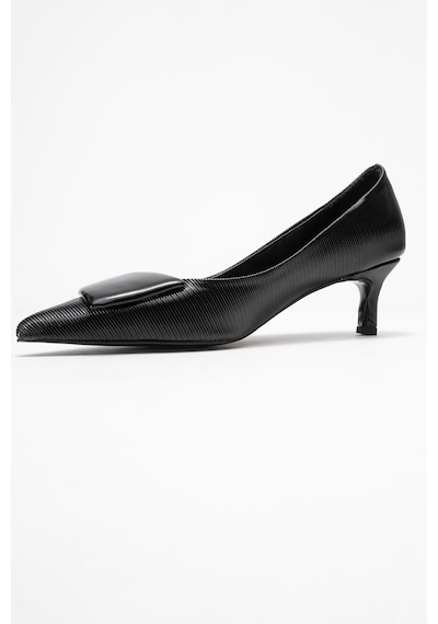 Luvishoes Luvi Shoes Brıana Siyah Çizgili Tokalı Kadın Topuklu Ayakkabı Siyah