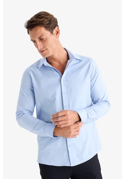 DeFacto Modern Fit Modern Kesim Poplin Düz Pamuk Karışımlı Uzun Kollu Gömlek D3375AX24AUBE177 Mavi DeFacto Modern Fit Modern Kesim Poplin Düz Pamuk Karışımlı Uzun Kollu Gömlek D3375AX24AUBE177 Mavi
