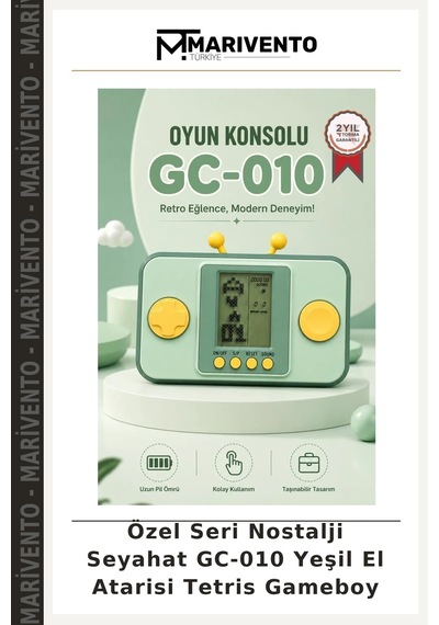 Özel Seri Nostalji Seyahat Gc-010 Yeşil El Atarisi Tetris Gameboy
