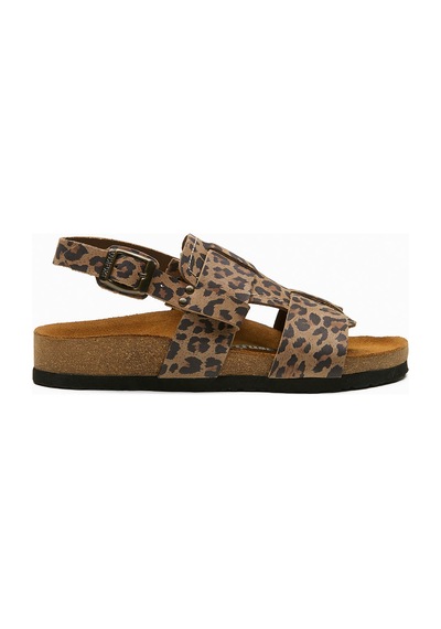 Comfortfusse Likya - Erkek Ortopedik Hakiki Deri Sandalet Leopar Baskılı Deri