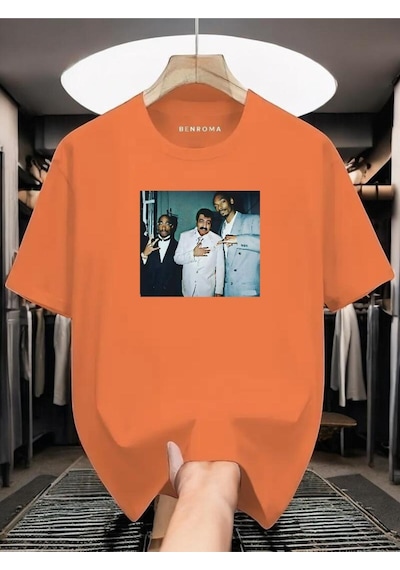Müslüm Baskılı Oversize T-shirt Turuncu