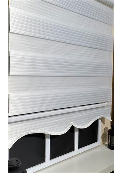Beyaz Pliseli Zebra Stor Perde Alüminyum Kasalı Alm-480