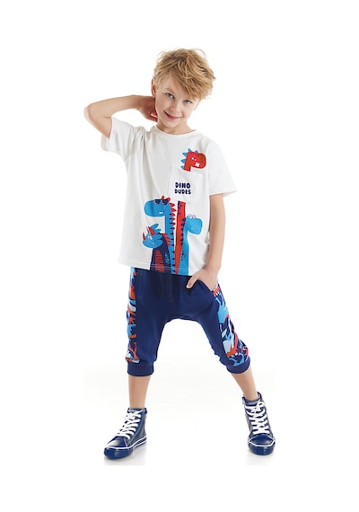 Denokids Dino Dudes Erkek Çocuk T-shirt Baggy Kapri Takım Çok Renkli