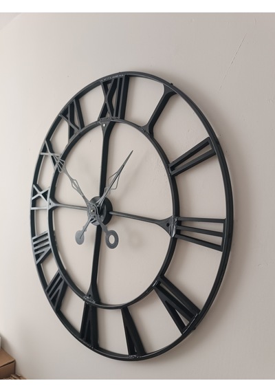 Büyük Boy Roman Rakamlı Metal Duvar Saati 90x90 Cm