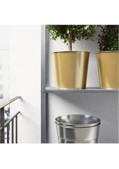 Galvanizli Çelik Gold Saksı 19 Cm Çiçek Bitki Saksısı Gold Renk 1