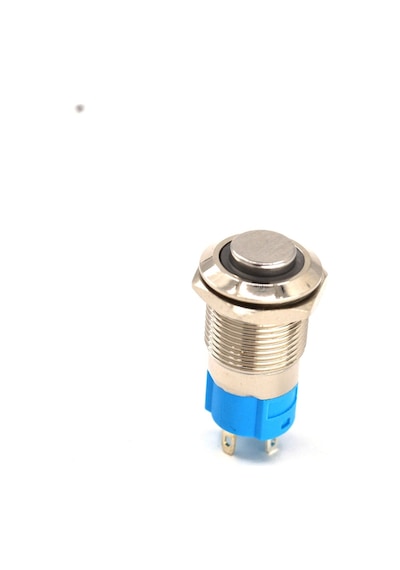 12V -24 V Mavi Işıklı Yuvarlak Metal 12 MM Kalıcı Anahtar