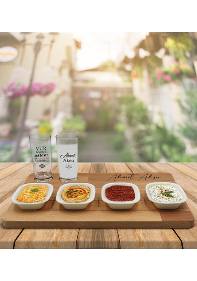 Kişiye Özel Vur Kadehi Ustam Tasarımlı 2’li Rakı Bardağı Ve Meze