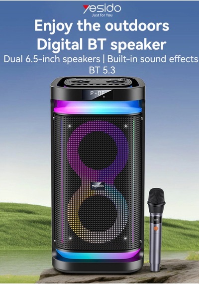 Yesido Ysw29 Bluetooth Rgb Işıklı Kablosuz Taşınabilir Hoparlör 40w Mikrofonlu 4400mah 7 Ren