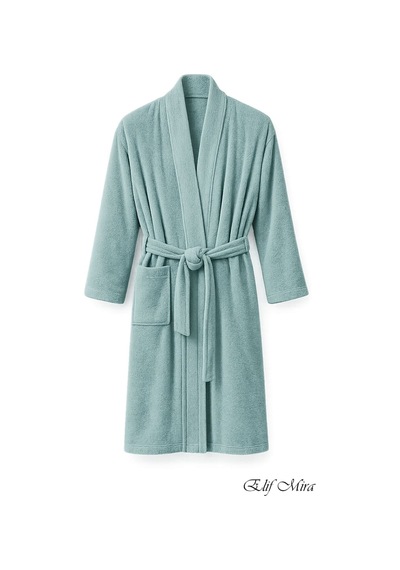 Kimono Yaka Unisex Tek Kişilik Pamuklu Banyo Bornozu Comfort Yeşil