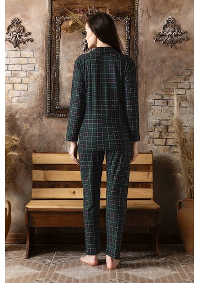 Sude P-200-109 Süet Gömlek Ekose Kadın Pijama Takımı Çok Renkli