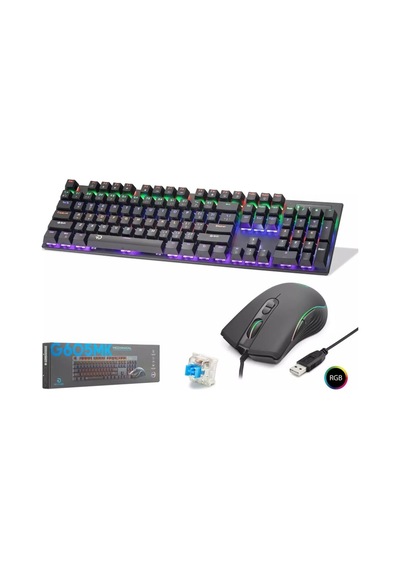 Hadron G605mk Mekanik Gaming Klavye Mouse Seti Blue Switch Rgb 7200 Dpı - Siyah - 1 Adet Optik
