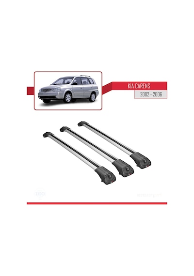 Kia Carens 2002-2006 Arası İle Uyumlu Ace-1 Ara Atkı Tavan Barı Gri 3 Adet Bar