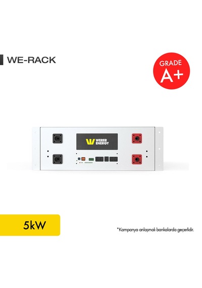 Werer Energy   51,2V 100Ah - 5kW LiFePO4 Rack Series Bluetooth'lu Lityum Demir Fosfat Akü