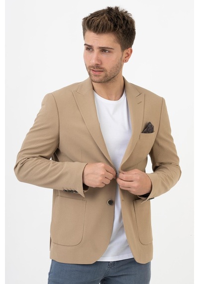White Stone Puebla C189 Regular Fit 6 Drop Likralı Ceket Bej - 52 Bej
