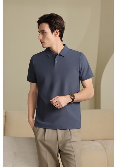 New Performance Premium Polo T-shirt 100% Pamuk Merserize Grimsi Mavi