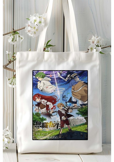 Art Hediye Mushoku Tensei: Isekai Ittara Honki Dasu Baskılı Bez Omuz Çantası Kişiye Özel Model 3 Çok Renkli