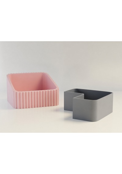 3d Baskı Fıstık Kasesi - Çift Hazneli Kabuk Ayırıcı Sunum Kasesi - Pembe Gri