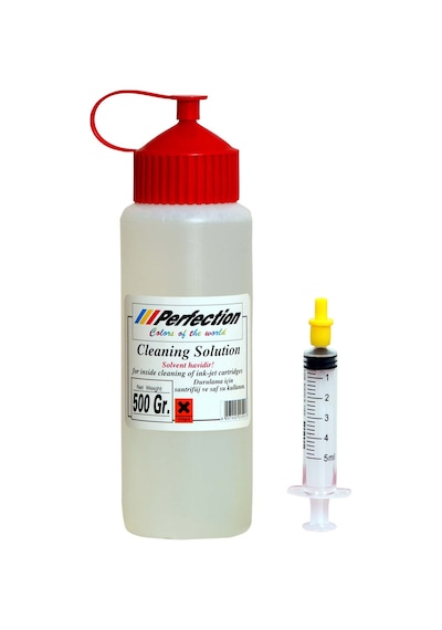 Perfection Kartuş Nozzle Açıcı Solisyon 500 ML + Sarı Uç Şırınga + Vakum Aparatı
