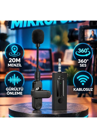 20 Metre Menzilli Kablosuz Mini Yaka Mikrofonu Gürültü Önleme Ve 360 Ses Algılama