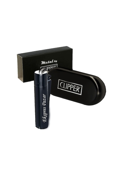 Clipper Kişiye Özel Metal Çakmak Özel Kutulu ve Baskılı Siyah