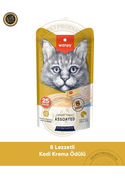 Wanpy Karışık 8 Lezzetli Kedi Krema Ödülü 25x14gr
