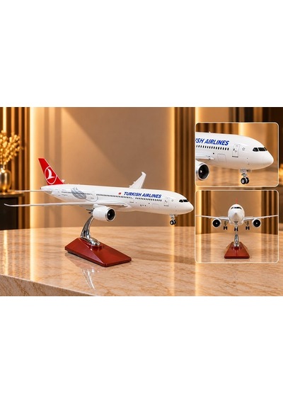 Metal Turkısh Aırlınes Yolcu Uçağı Maketi Standlı Dekoratif Hediyelik Eşya Salon Objesi Uçak Tutkunu
