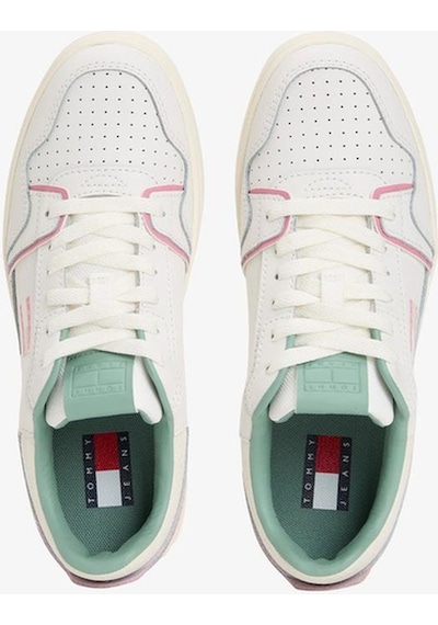 Tommy Hilfiger Tommy Jeans Retro Basket Kadın Siyah Spor Ayakkabı-9446 Ecru & Mystic Pink